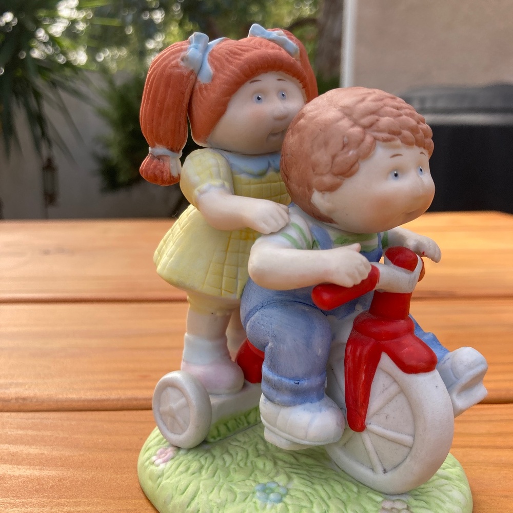 1985 Cabbage Patch Kids Tricycle Porcelain Figurine "Give me a Ride"